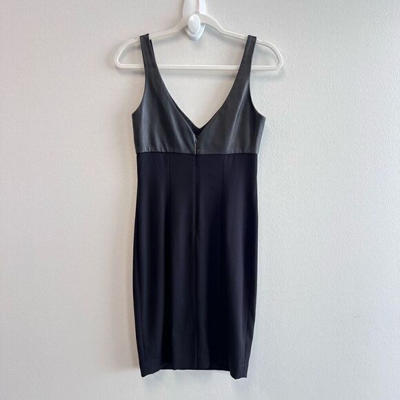 L'Agence Womens 4 Black Slip Dress Lambskin Bodice V Neck Back Zipper Sleeveless - Picture 5 of 13